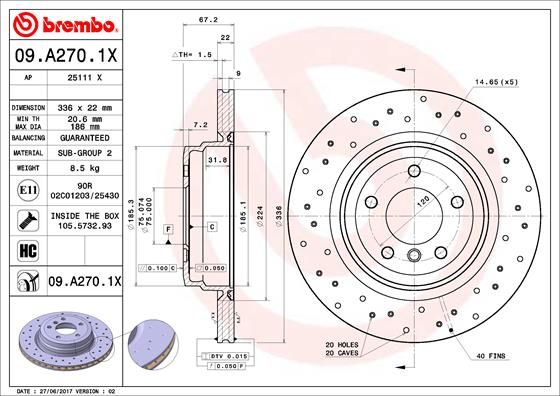 BREMBO 09.A270.1X Brake Disc