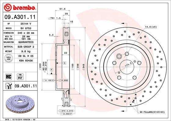 BREMBO 09.A301.11 Brake Disc