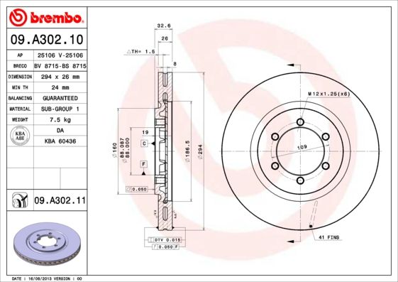 BREMBO 09.A302.10 Brake Disc