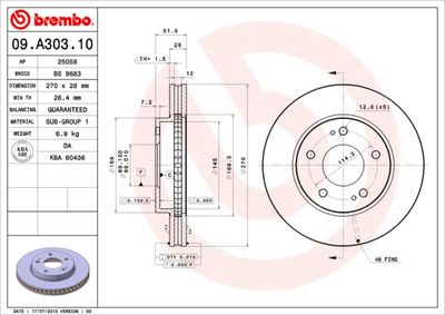 Brake Disc BREMBO 09.A303.10