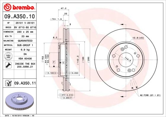BREMBO 09.A350.11 Brake Disc