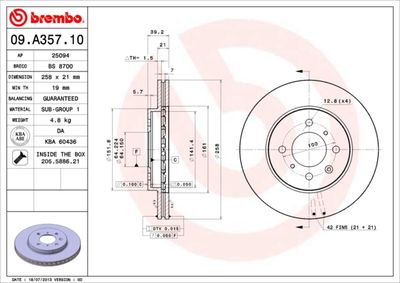 Brake Disc BREMBO 09.A357.10
