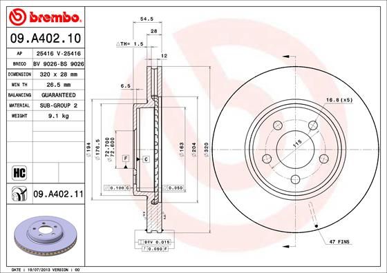 BREMBO 09.A402.11 Brake Disc
