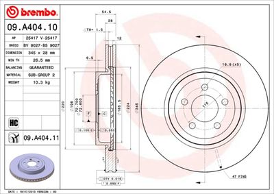 Brake Disc BREMBO 09.A404.11