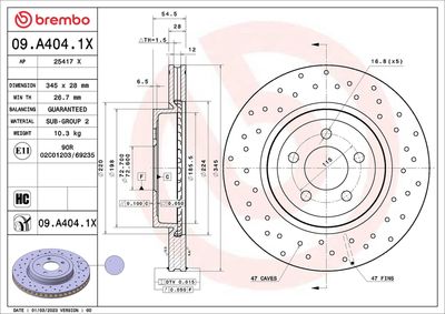 Brake Disc BREMBO 09.A404.1X