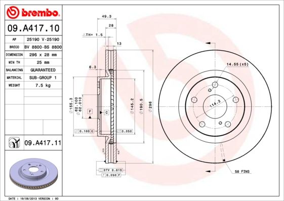 BREMBO 09.A417.11 Brake Disc