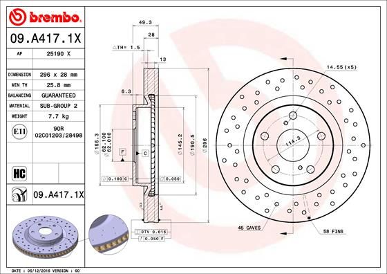 BREMBO 09.A417.1X Brake Disc