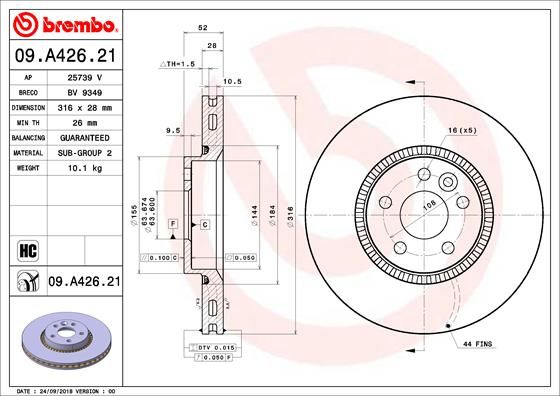 BREMBO 09.A426.21 Brake Disc
