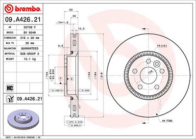 Brake Disc BREMBO 09.A426.21