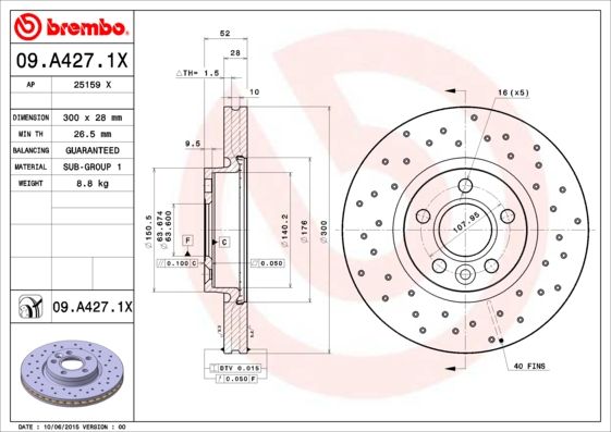 BREMBO 09.A427.1X Brake Disc