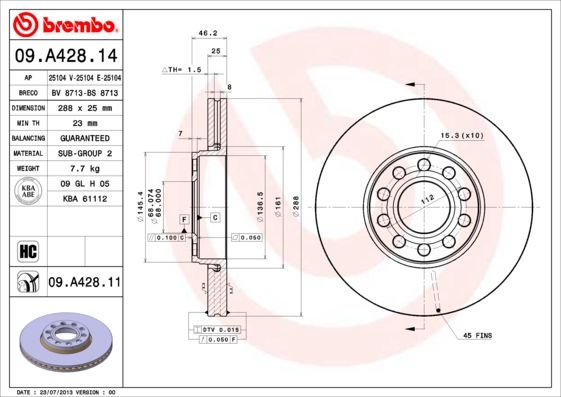 BREMBO 09.A428.11 Brake Disc