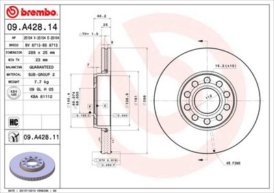 Brake Disc BREMBO 09.A428.14