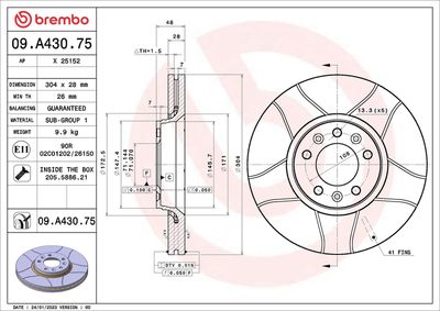 Brake Disc BREMBO 09.A430.75