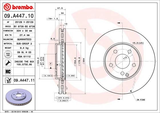 BREMBO 09.A447.10 Brake Disc