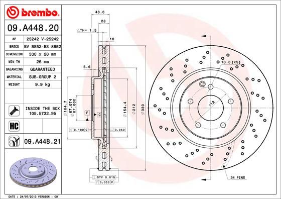 BREMBO 09.A448.21 Brake Disc