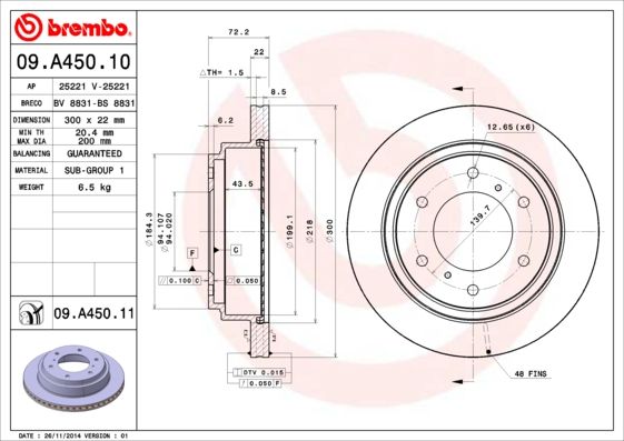 BREMBO 09.A450.11 Brake Disc