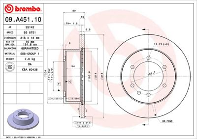 Brake Disc BREMBO 09.A451.10