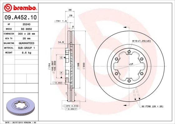 BREMBO 09.A452.10 Brake Disc