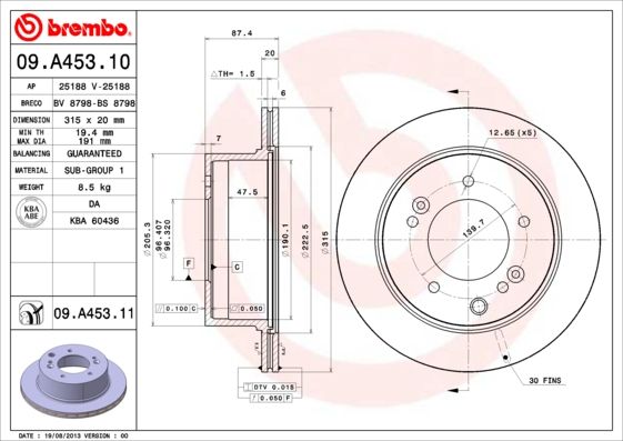 BREMBO 09.A453.10 Brake Disc