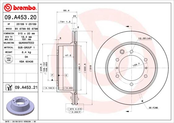 BREMBO 09.A453.21 Brake Disc