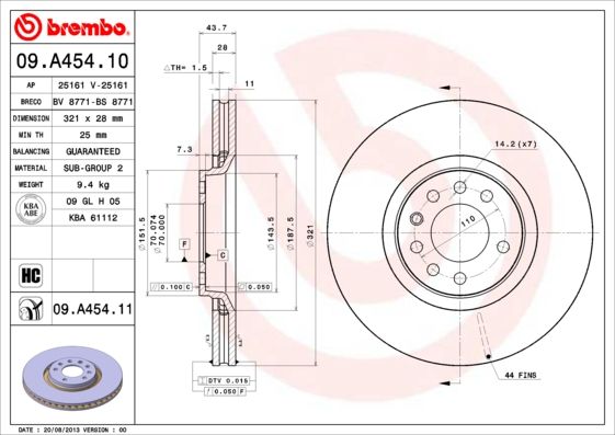 BREMBO 09.A454.10 Brake Disc