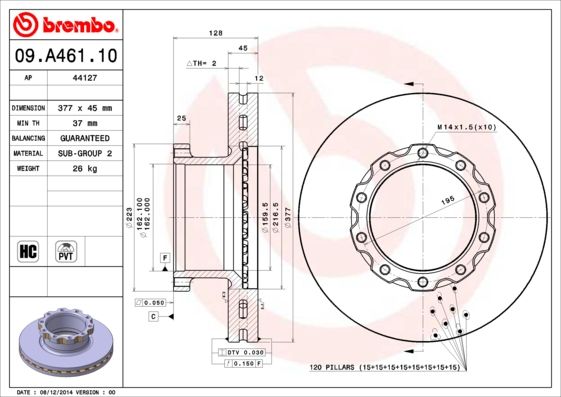 BREMBO 09.A461.10 Brake Disc