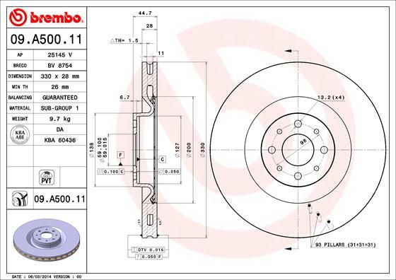 BREMBO 09.A500.11 Brake Disc