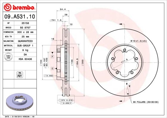 BREMBO 09.A531.10 Brake Disc