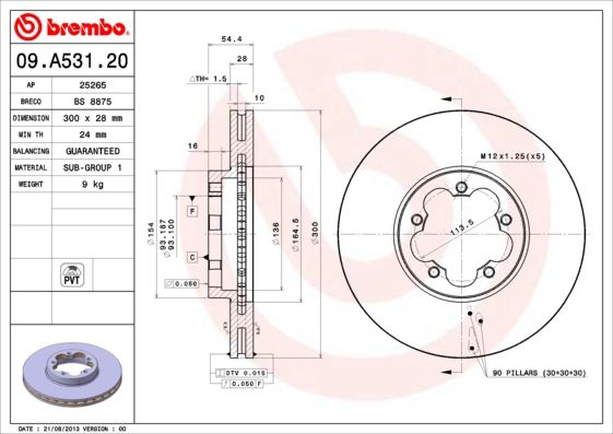 BREMBO 09.A531.20 Brake Disc
