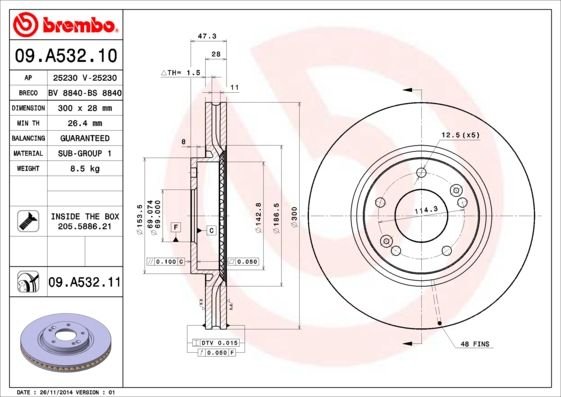 BREMBO 09.A532.11 Brake Disc