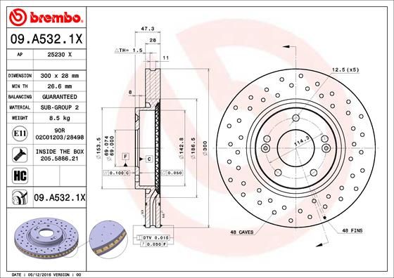 BREMBO 09.A532.1X Brake Disc