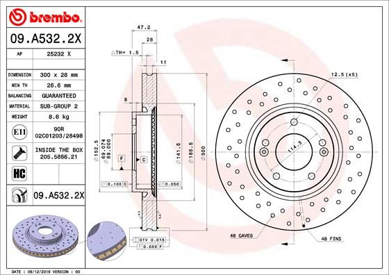 BREMBO 09.A532.2X Brake Disc