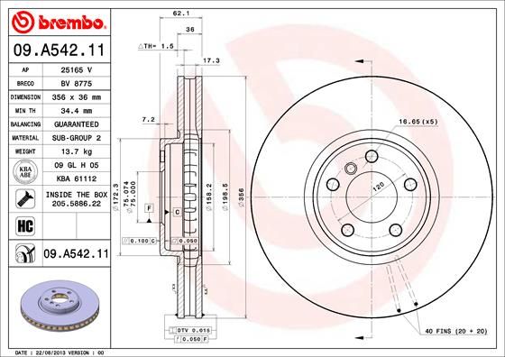 BREMBO 09.A542.11 Brake Disc