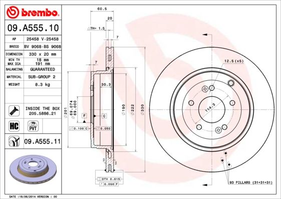 BREMBO 09.A555.11 Brake Disc