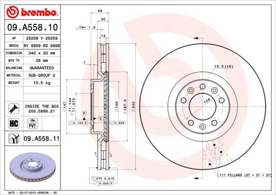 BREMBO 09.A558.10 Brake Disc