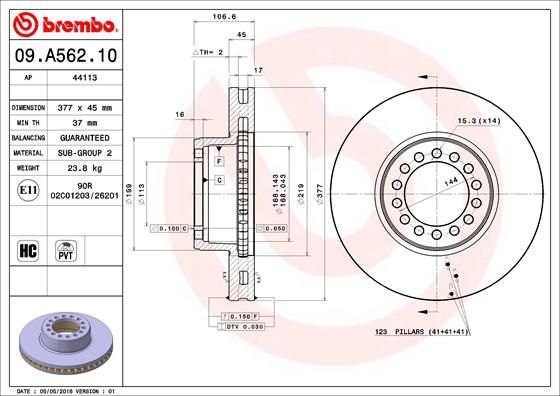 BREMBO 09.A562.10 Brake Disc