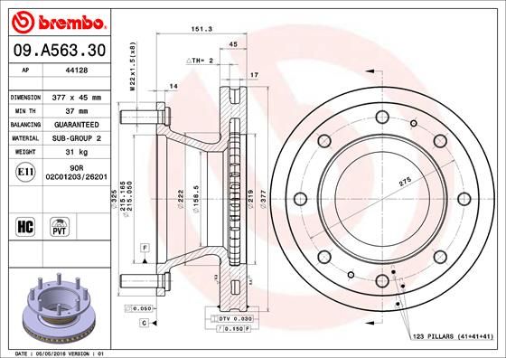 BREMBO 09.A563.30 Brake Disc
