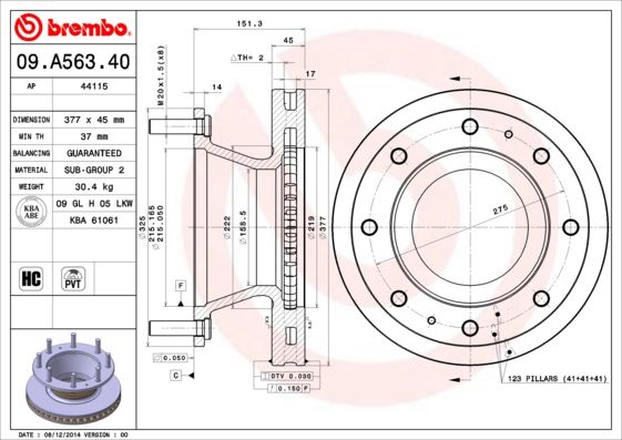 BREMBO 09.A563.40 Brake Disc