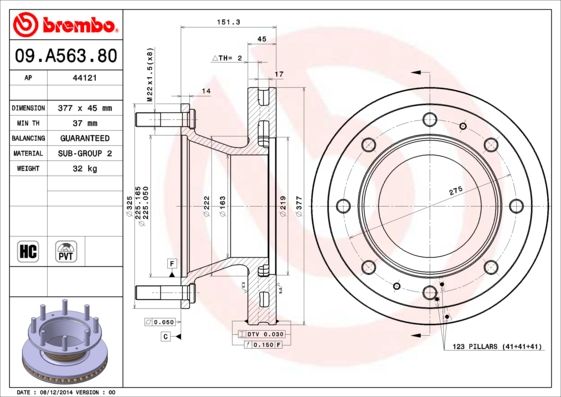 BREMBO 09.A563.80 Brake Disc