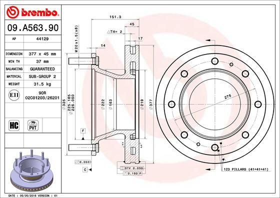 BREMBO 09.A563.90 Brake Disc