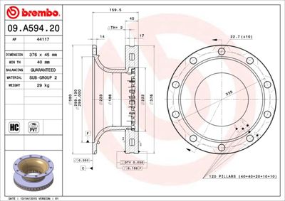Brake Disc BREMBO 09.A594.20