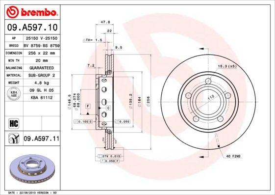 BREMBO 09.A597.11 Brake Disc