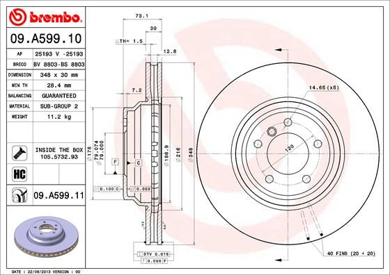 BREMBO 09.A599.11 Brake Disc