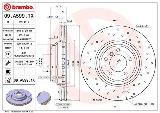 BREMBO 09.A599.1X Brake Disc