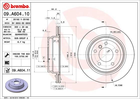 BREMBO 09.A604.10 Brake Disc