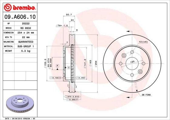 BREMBO 09.A606.10 Brake Disc
