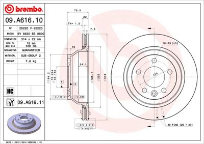 Brake Disc BREMBO 09.A616.11