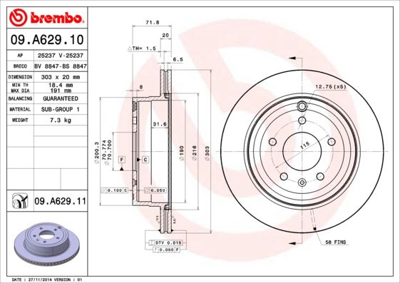 BREMBO 09.A629.10 Brake Disc