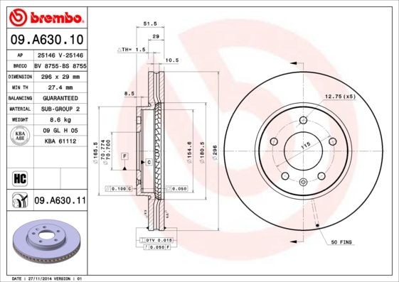 BREMBO 09.A630.10 Brake Disc