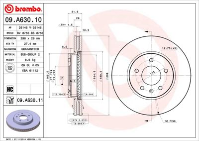 Brake Disc BREMBO 09.A630.10